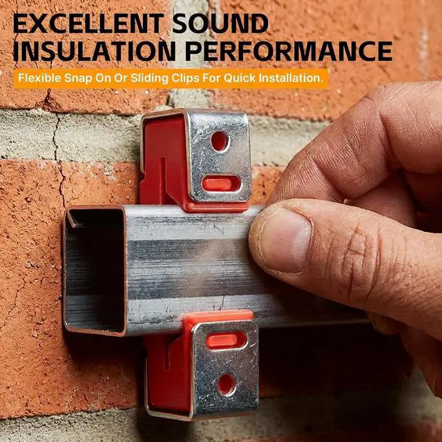 Alt view image 3 of 7 - 100 Pack Sound Isolation Clips for Resilient Channel, Rubber Mounts | Rubber Mounting Clips for Wall and Ceiling Sound Control Projects in Homes, Offices, Apartments and Studios