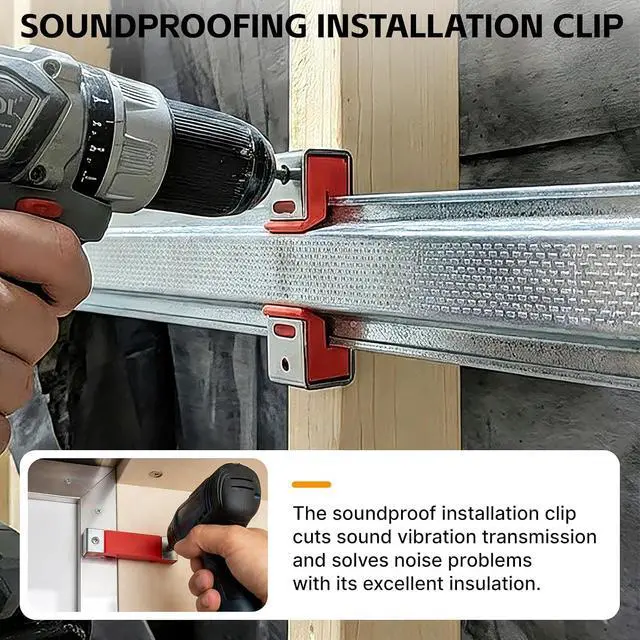 Alt view image 6 of 7 - 100 Pack Sound Isolation Clips for Resilient Channel, Rubber Mounts | Rubber Mounting Clips for Wall and Ceiling Sound Control Projects in Homes, Offices, Apartments and Studios