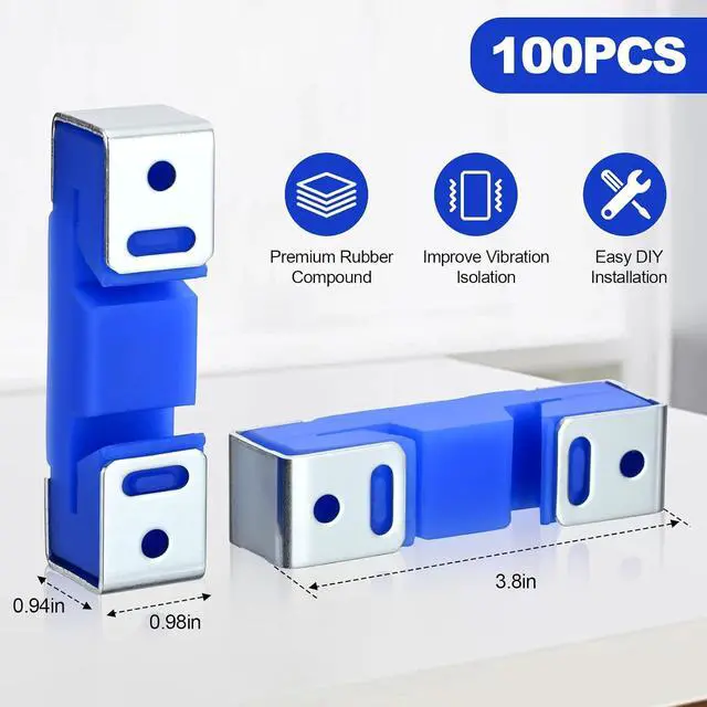 Alt view image 2 of 7 - Sound Isolation Clips for Resilient Channel, Blue, 50 of Pack | Impact Noise Reduction, Rust-Resistant Steel Frame, Fits Standard Resilient Channels, Wood or Steel Framing, DIY Installation