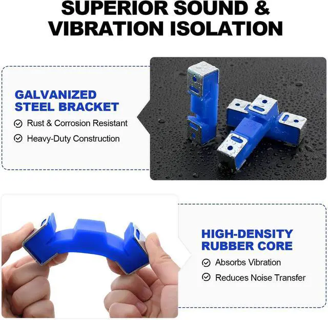 Alt view image 5 of 7 - Sound Isolation Clips for Resilient Channel, Blue, 50 of Pack | Impact Noise Reduction, Rust-Resistant Steel Frame, Fits Standard Resilient Channels, Wood or Steel Framing, DIY Installation