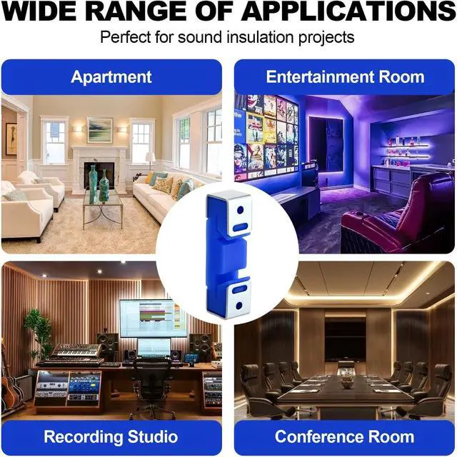 Alt view image 7 of 7 - Sound Isolation Clips for Resilient Channel, Blue, 50 of Pack | Impact Noise Reduction, Rust-Resistant Steel Frame, Fits Standard Resilient Channels, Wood or Steel Framing, DIY Installation