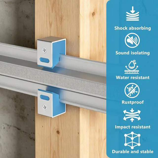 Alt view image 7 of 7 - 110 Pack Sound Isolation Clips, Blue Full Rubber Sound Blocking Clips for Soundproofing Resilient Channel, Reduce Noise for Home Theater, Apartment Walls and Ceilings, Recording Studio