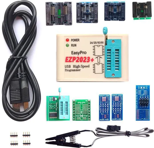 Main image of EZP2023 Programmer USB SPI 9 Adapters EZP2019 Upgraded Chip Writer Reader IC Test Clip 24 25 93 95 EEPROM Flash Bios Minipro Socket