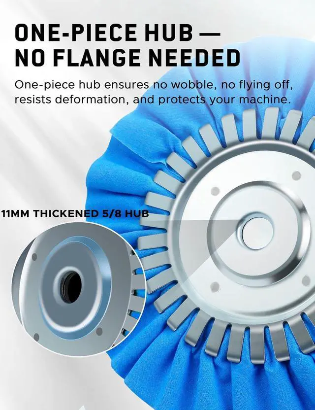 Alt view image 3 of 7 - 10PCS 8" Airway Buffing Wheel Kit, 16-Ply Aluminum Wheel Polish Kit in 5/8 inch Arbor, Polishing Compound and Aluminum Metal Polishing Wheel Kit for Angle Grinder, Metal Buffing Wheel Kit