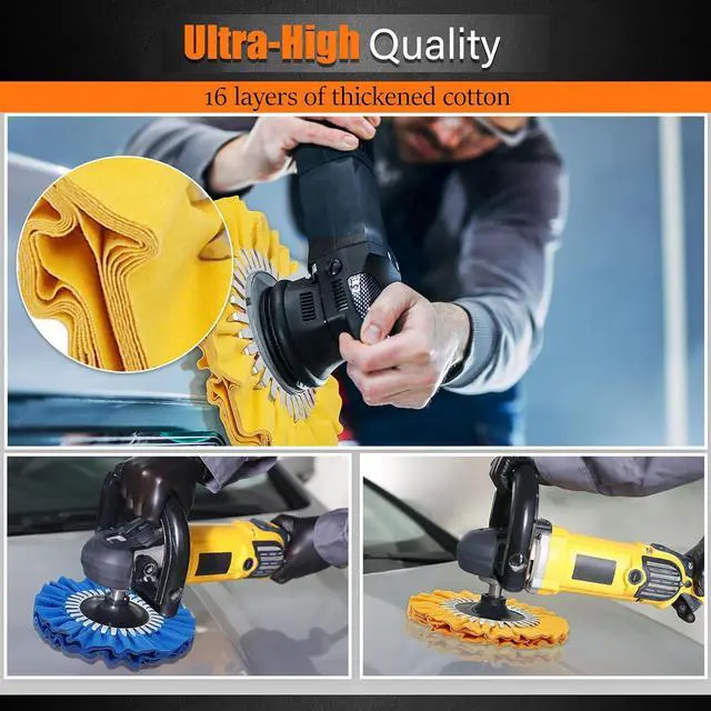 Alt view image 3 of 7 - 8" Airway Buffing Wheel, 9PCS Aluminum Polishing Wheel Kit for Angle Grinder, 4PCS Airway Buffing Wheels (5/8" Arbor) + 5PCS Polishing Compound Bars, Mirror Finish Metal Polishing & Detailing Kit