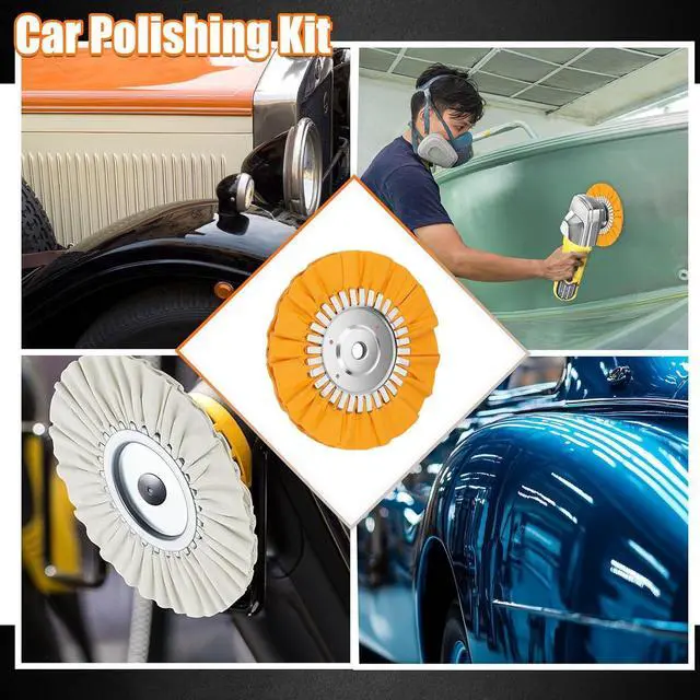 Alt view image 6 of 7 - 8" Airway Buffing Wheel, 9PCS Aluminum Polishing Wheel Kit for Angle Grinder, 4PCS Airway Buffing Wheels (5/8" Arbor) + 5PCS Polishing Compound Bars, Mirror Finish Metal Polishing & Detailing Kit