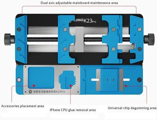 Alt view image 2 of 7 - Multifunctional PCB Fixing Holder IC Chip Maintenance Fixture Professional Circuit Board Repair Dual Axis High-Temperature Resistant Positioning Table for Phone Repair