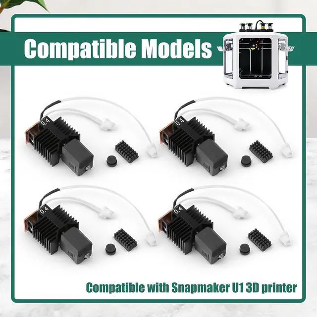 Alt view image 2 of 7 - 4PK 0.4 mm Hot End Compatible with Snapmaker U1 3D Printer | Integrated Heating Element, Circular Thermal Insulation Gaskets, Protective Sleeves with Thermal Insulation Pads