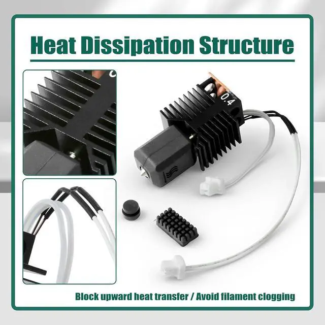 Alt view image 3 of 7 - 4PK 0.4 mm Hot End Compatible with Snapmaker U1 3D Printer | Integrated Heating Element, Circular Thermal Insulation Gaskets, Protective Sleeves with Thermal Insulation Pads