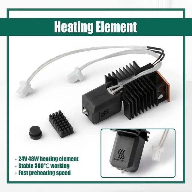 Alt view image 5 of 7 - 4PK 0.4 mm Hot End Compatible with Snapmaker U1 3D Printer | Integrated Heating Element, Circular Thermal Insulation Gaskets, Protective Sleeves with Thermal Insulation Pads
