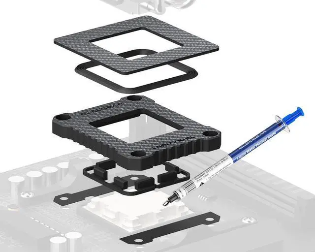 Main image of CPU Contact Frame + Liquid Metal Thermal Paste, Carbon Fiber Mod ILM for Ryzen 7000, 8000 and 9000 on AM5 LGA1718 Socket, Fixing Buckle with Double Sealing Guard