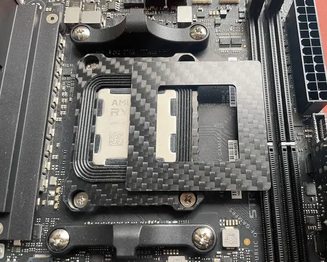 Alt view image 4 of 7 - CPU Contact Frame + Liquid Metal Thermal Paste, Carbon Fiber Mod ILM for Ryzen 7000, 8000 and 9000 on AM5 LGA1718 Socket, Fixing Buckle with Double Sealing Guard