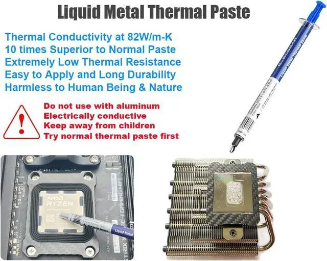 Alt view image 5 of 7 - CPU Contact Frame + Liquid Metal Thermal Paste, Carbon Fiber Mod ILM for Ryzen 7000, 8000 and 9000 on AM5 LGA1718 Socket, Fixing Buckle with Double Sealing Guard