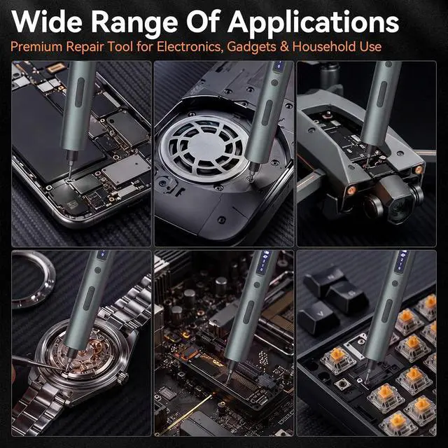 Alt view image 7 of 7 - 167 in 1 Electric Screwdriver Set: Mini Electric Screwdriver Cordless with Extension Rod & Pry Tools, Electronic Power Screwdriver Repair Tool Kit for RC, Computer, PC Building, Laptop