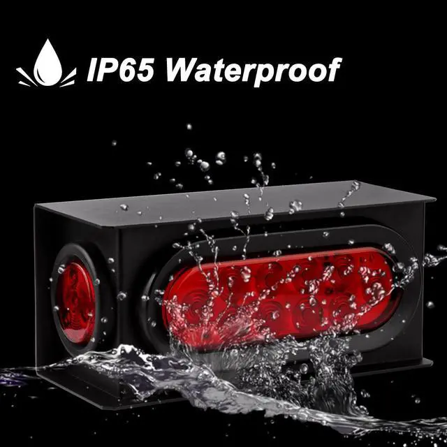Alt view image 4 of 6 - 2Pcs Steel Trailer Lights Boxes Housing Kit w/6 Inch Oval Red LED Trailer Tail Lights 10LED and 2" Round Red LED Side Marker Lights 4LED, Grommets and Wire Pigtails Connectors Included