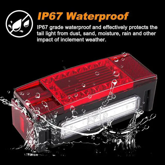 Alt view image 6 of 7 - Submersible LED Trailer Tail Light Kit 12V w/25FT Wiring Harnness | Rectangular Led Boat Trailer Brake Stop Turn Tail License Plate Lights w/Mini Markers/Tail Strip Bar for Camper Truck RV Boat