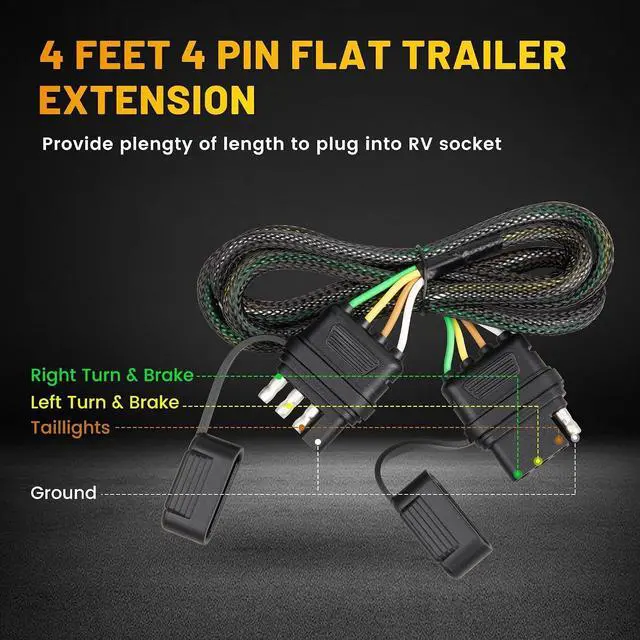 Alt view image 6 of 7 - 58964 Towed-Vehicle RV Wiring Harness for 2018-2024 Jeep Wrangler JL/JLU, 2020-2024 Jeep Gladiator, 4 Pin RV Dinghy Flat-Towing Wiring Kit