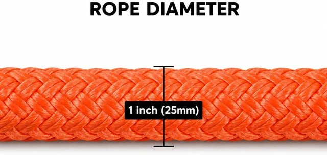 Alt view image 4 of 6 - 1" x 30' Orange Kinetic Rope & 2PCS Synthetic Soft Shackles Kit | Max 48,000 lbs Breaking Strength, Off-Road Recovery for 4WD Truck & SUV
