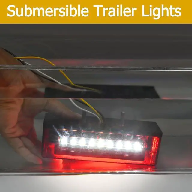 Alt view image 3 of 7 - 6inch Boat Trailer Lights LED Kit, Submersible Trailer Light | Rectangular Stop Turn Tail License Plate Boat Trailer Light kit w/Amber Marker Lights, 25ft Wiring Harness