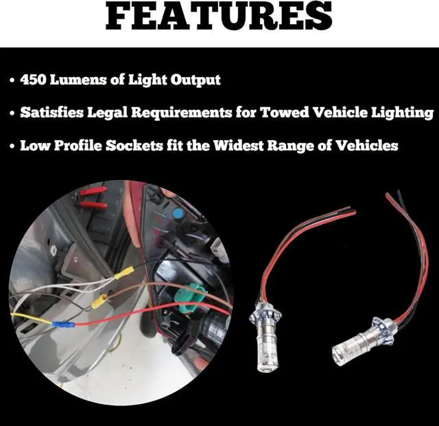 Alt view image 3 of 7 - 152-LED Universal Taillight Wiring Kit with LED Bulbs | Enhanced Safety | Diodes Prevent Feedback between Vehicles | Designed to Wire Nearly All Towed Vehicles | Comprehensive Kit