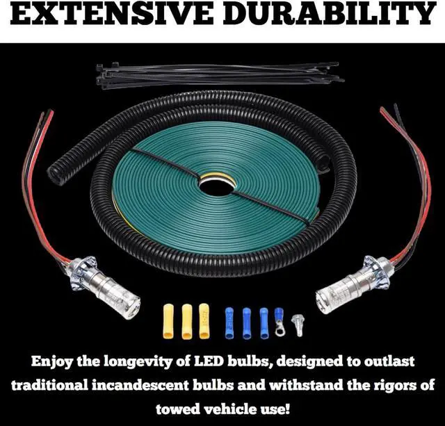 Alt view image 5 of 7 - 152-LED Universal Taillight Wiring Kit with LED Bulbs | Enhanced Safety | Diodes Prevent Feedback between Vehicles | Designed to Wire Nearly All Towed Vehicles | Comprehensive Kit