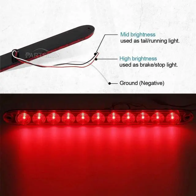 Alt view image 5 of 7 - Submersible Under 80" LED Trailer Light Kit,Square Stop Turn Tail RV Truck Lights w/Wire &Bracket,Red/Amber Side Fender Marker Lamps,3rd Brake ID Light Bar for Camper Truck RV Boat Snowmobile