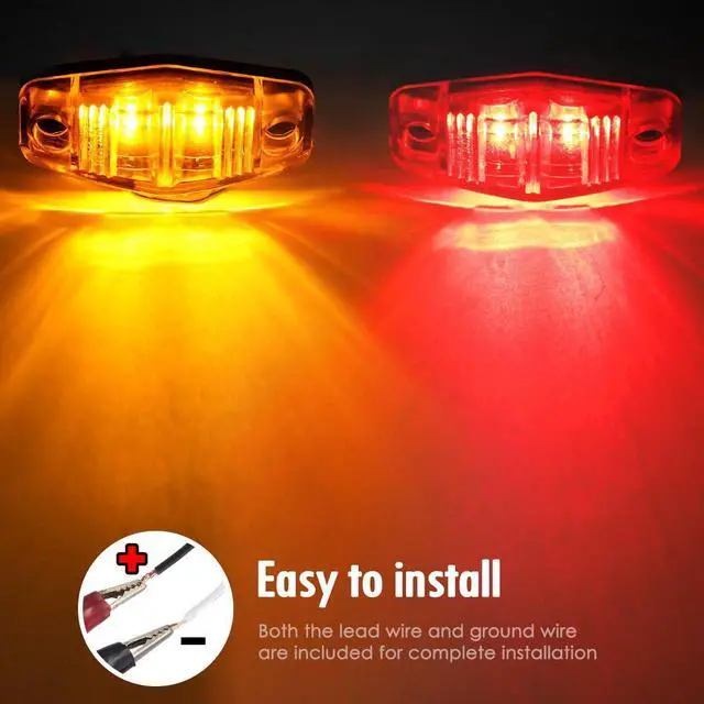 Alt view image 6 of 7 - Submersible Under 80" LED Trailer Light Kit,Square Stop Turn Tail RV Truck Lights w/Wire &Bracket,Red/Amber Side Fender Marker Lamps,3rd Brake ID Light Bar for Camper Truck RV Boat Snowmobile