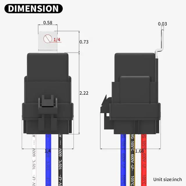 Alt view image 2 of 6 - DaierTek 8 Pack 12V Relay with Built-in Diode & 12 AWG Harness Socket 30A/40A Heavy Duty SPDT 5 Pin Relay Waterproof for Car Marine Boat