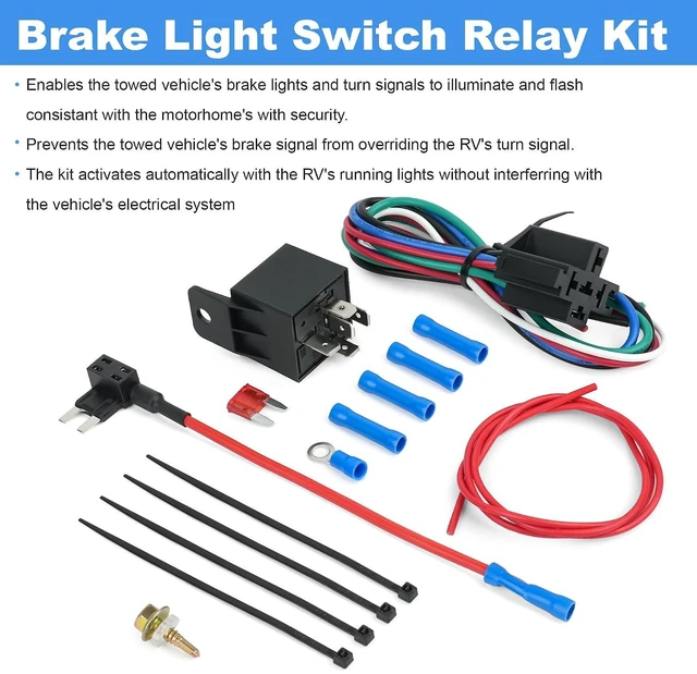 Alt view image 4 of 7 - Brake Light Switch Relay Kit 88400 | Flat Tow, Turn Signal Toad Lamp Override,Wiring Set-Up, For Towed Vehicles, RV Motorhome