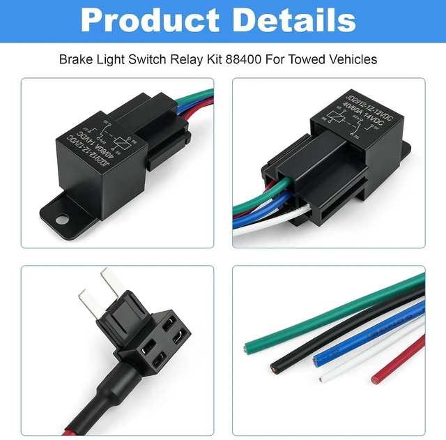 Alt view image 6 of 7 - Brake Light Switch Relay Kit 88400 | Flat Tow, Turn Signal Toad Lamp Override,Wiring Set-Up, For Towed Vehicles, RV Motorhome