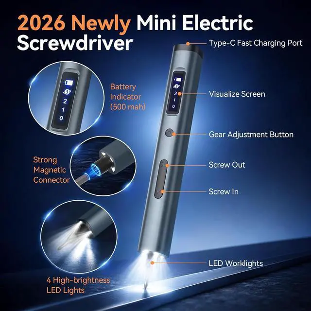 Alt view image 2 of 7 - 167 in 1 Electric Screwdriver Set: Mini Electric Screwdriver Cordless with Extension Rod & Pry Tools, Electronic Power Screwdriver Repair Tool Kit for RC, Computer, PC Building, Laptop