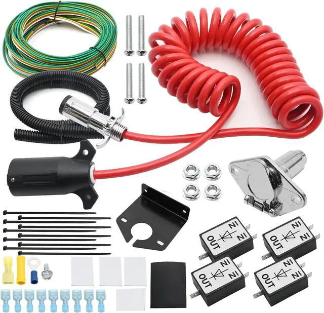 Alt view image 2 of 7 - Towed Vehicle Wiring Kit, 6 to 7 Way Power Cord Diodes Ring Terminal Ties Wire Connectors, Replacement for Roadmaster 15267 Jeep Ford Chevrolet GMC Dodge Toyota