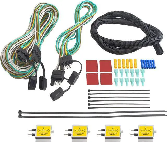 Main image of Universal Hy-Power Diode Wiring Kit Motorhome RV Towed Vehicle Wiring Diode Kit, 4 Pin Flat Trailer Extension Wire Connects RV to Towed Lighting 4 Diodes Taillight Wiring System