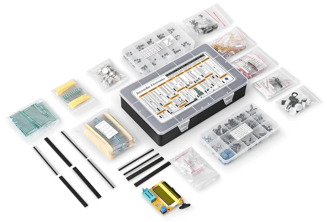 Alt view image 2 of 7 - 2200 pcs Electronic Component Assortment | Resistors, Capacitors, Inductors, Diodes, Transistors, Potentiometer, IC, LED, PCB & LCR Tester