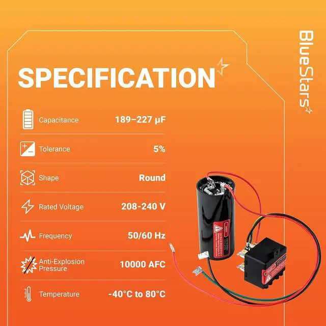 Alt view image 3 of 7 - 5-2-1 CSR-U2 Hard Start Capacitor Kit for AC 3.5 to 5 Ton Units | Compatible with Air Conditioner 3 1/2 to 5 Ton Units - Similar 5-2-1 Hard Start Technology - 189227 µF 208240VAC 50/60Hz