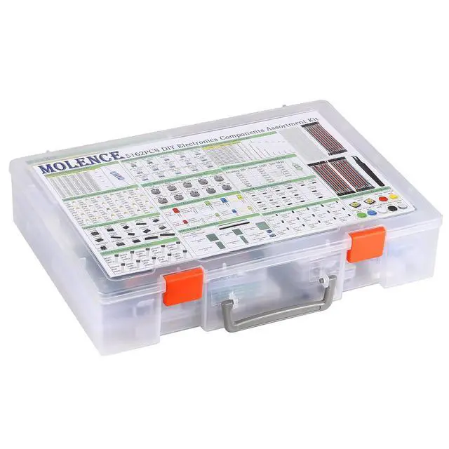 Alt view image 4 of 7 - 5162pcs DIY Electronics Components Kit Assortment | Resistor, Inductor, Capacitor, LED, Triode, ICS, Diodes, PCB, Potentiometer, Pin Header, Jumper Wire, Terminals, Tactswitch