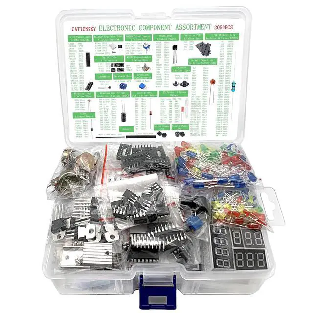 Alt view image 2 of 5 - Electronic Component Kit Total 2050 Pcs, LED Diodes, Resistors, Electrolytic Capacitor Package, Common Diodes, Ceramic Capacitors, Digital Tube,Common Transistor,Integrated Circuit Assortment Box
