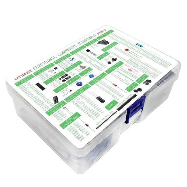 Alt view image 3 of 5 - Electronic Component Kit Total 2050 Pcs, LED Diodes, Resistors, Electrolytic Capacitor Package, Common Diodes, Ceramic Capacitors, Digital Tube,Common Transistor,Integrated Circuit Assortment Box