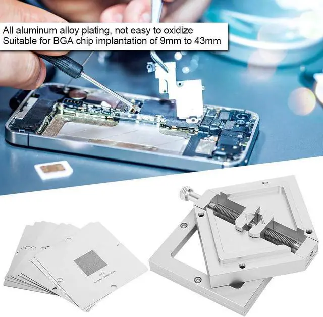 Alt view image 4 of 7 - 10Pcs BGA Reballing Rework Station, Diagonal Template for Computer CPU Phone Welder Kits HT90 with Automatic Centering Function