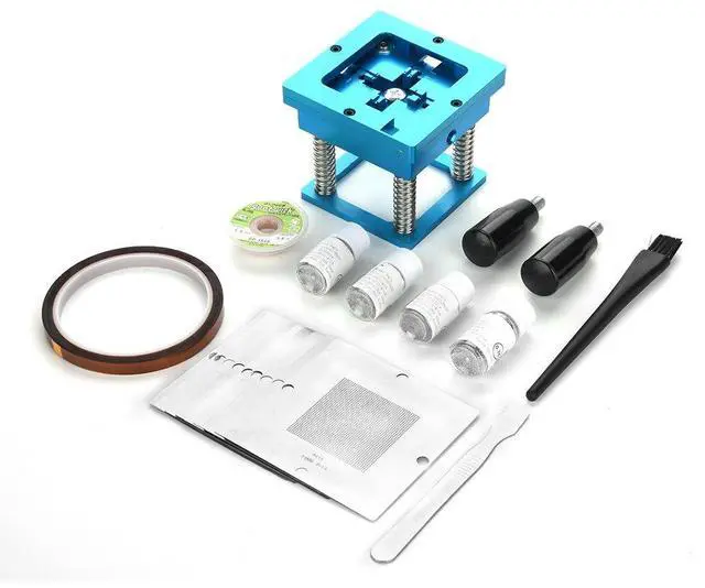 Main image of BGA Stencil Reballing Holder Station Kit,Aluminum Alloy Universal BGA Reballing Station Solder Rework Kit with Handles+Stencils+Balls Kit