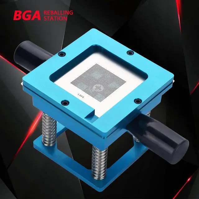 Alt view image 2 of 7 - BGA Stencil Reballing Holder Station Kit,Aluminum Alloy Universal BGA Reballing Station Solder Rework Kit with Handles+Stencils+Balls Kit
