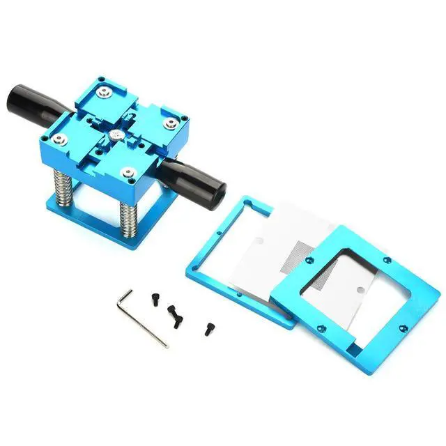 Alt view image 6 of 7 - BGA Stencil Reballing Holder Station Kit,Aluminum Alloy Universal BGA Reballing Station Solder Rework Kit with Handles+Stencils+Balls Kit