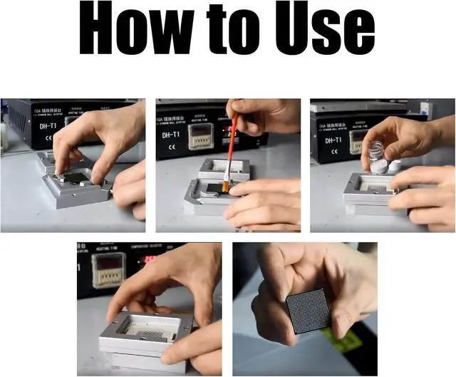 Alt view image 5 of 7 - Adjustable BGA Reballing Station Kit HT-90 Aluminum Alloy Stencil Holder for Laptop CPU Phone Repair Diagonal Solder Ball Jig with Drainage Channel 9-43mm
