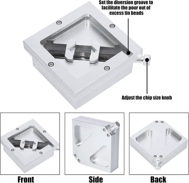 Alt view image 6 of 7 - Adjustable BGA Reballing Station Kit HT-90 Aluminum Alloy Stencil Holder for Laptop CPU Phone Repair Diagonal Solder Ball Jig with Drainage Channel 9-43mm
