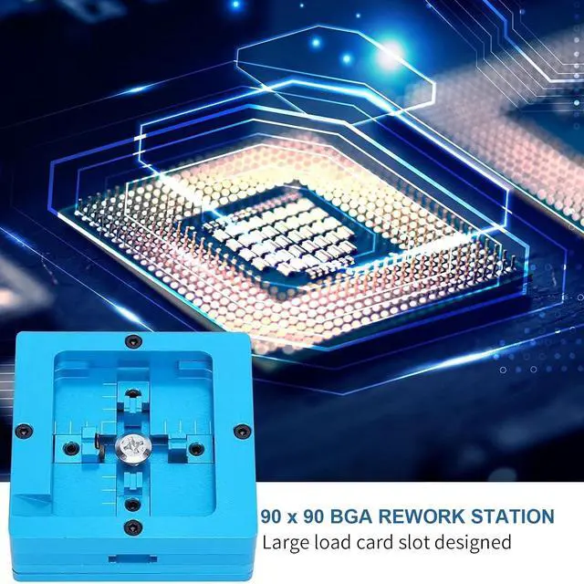 Alt view image 3 of 7 - BGA Reballing Station, 90mm x 90mm Universal Stencils Holder Template Fixture Jig with Hand Shank, with 10 steel templates, Aluminum Alloy BGA Ball Planting Table with scale, Adjustable