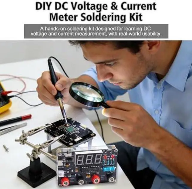 Alt view image 5 of 6 - DIY Solder Fume Extractor & DC Voltage Current Meter Soldering Kit Bundle Electronics Soldering Practice Kit for Teens and Adults, STEM Soldering Project