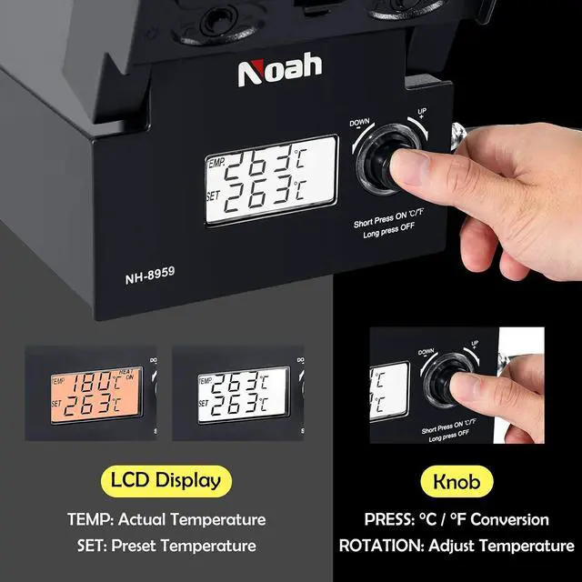 Alt view image 5 of 7 - Soldering Iron Station with Fume Extractor, 80W Soldering Station, 60W Soldering Iron, Smoke Absorber, Solder Wire, LED Lighting, Fast Heating, Auto Sleep Soldering Station, LCD Digital Display