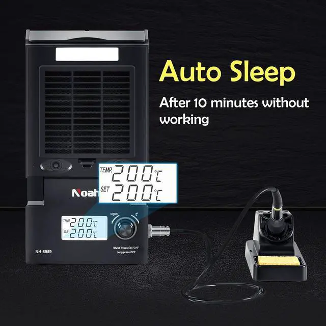 Alt view image 6 of 7 - Soldering Iron Station with Fume Extractor, 80W Soldering Station, 60W Soldering Iron, Smoke Absorber, Solder Wire, LED Lighting, Fast Heating, Auto Sleep Soldering Station, LCD Digital Display