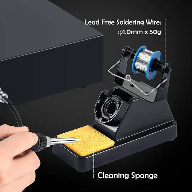 Alt view image 7 of 7 - Soldering Iron Station with Fume Extractor, 80W Soldering Station, 60W Soldering Iron, Smoke Absorber, Solder Wire, LED Lighting, Fast Heating, Auto Sleep Soldering Station, LCD Digital Display