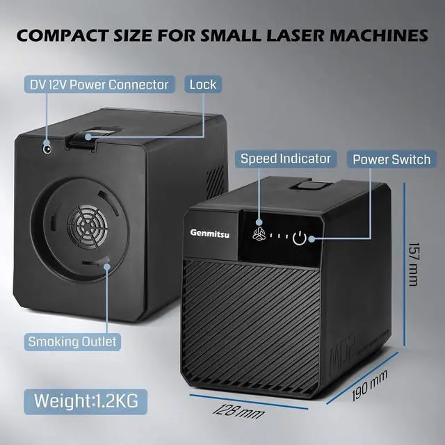 Alt view image 3 of 6 - Genmitsu Smoke Purifier for Kiosk Kortek Laser Cutter, Portable Fume Extractor with Five-Layer Filtration, Adjustable 3-Speed Control, Air Purifier for Soldering Station, Welding Tool